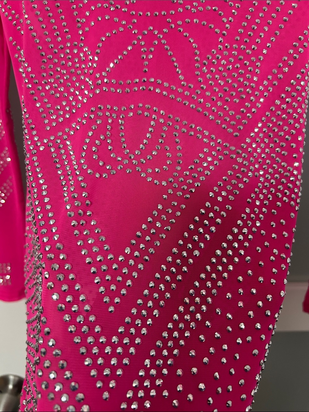 Fuchsia Long-Sleeve Embellished Sheath Dress - Picture 2 of 4